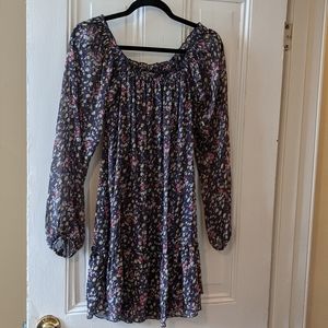 Purple floral off the shoulder dress
